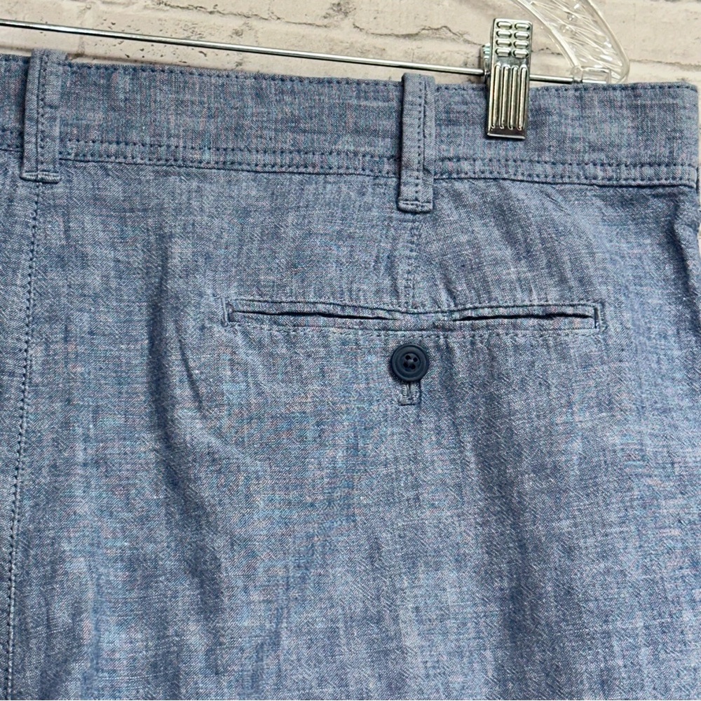 Express Size 38 Men's Linen Blend Shorts Classic Fit Blue Pockets Dress Casual - Picture 5 of 7
